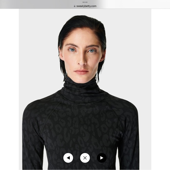 NWT Sweaty Betty High Neck Leopard Jacquard Base Layer Top - Picture 4 of 10